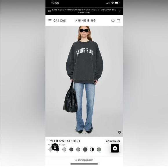 Anine Bing Tyler Sweatshirt XXS - Picture 2 of 4